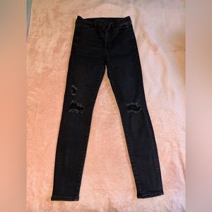 American Eagle Super Hi Rise Jegging Womens Black Jeans Skinny Ripped Size 4